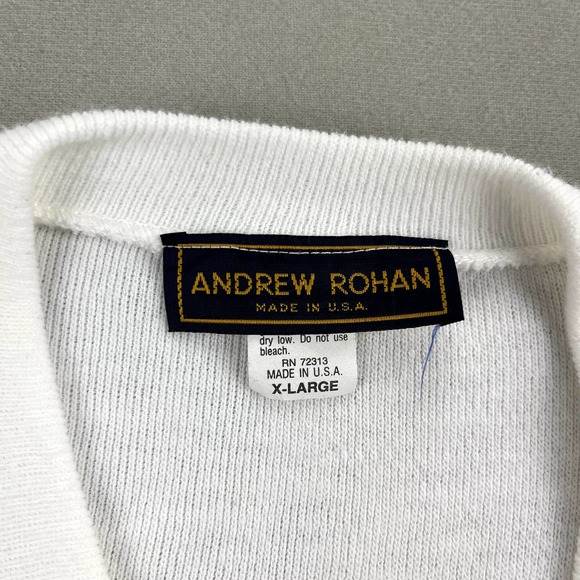 Vintage Bocce Ball Sweater Adult XL White Grandpa V-Neck All Star Classic USA - Picture 5 of 9